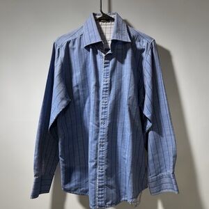 HAGGAR MENS REVERSIBLE LONG SLEEVE SHIRT-BUTTON DOWN-BLUE -MENS SZ Large